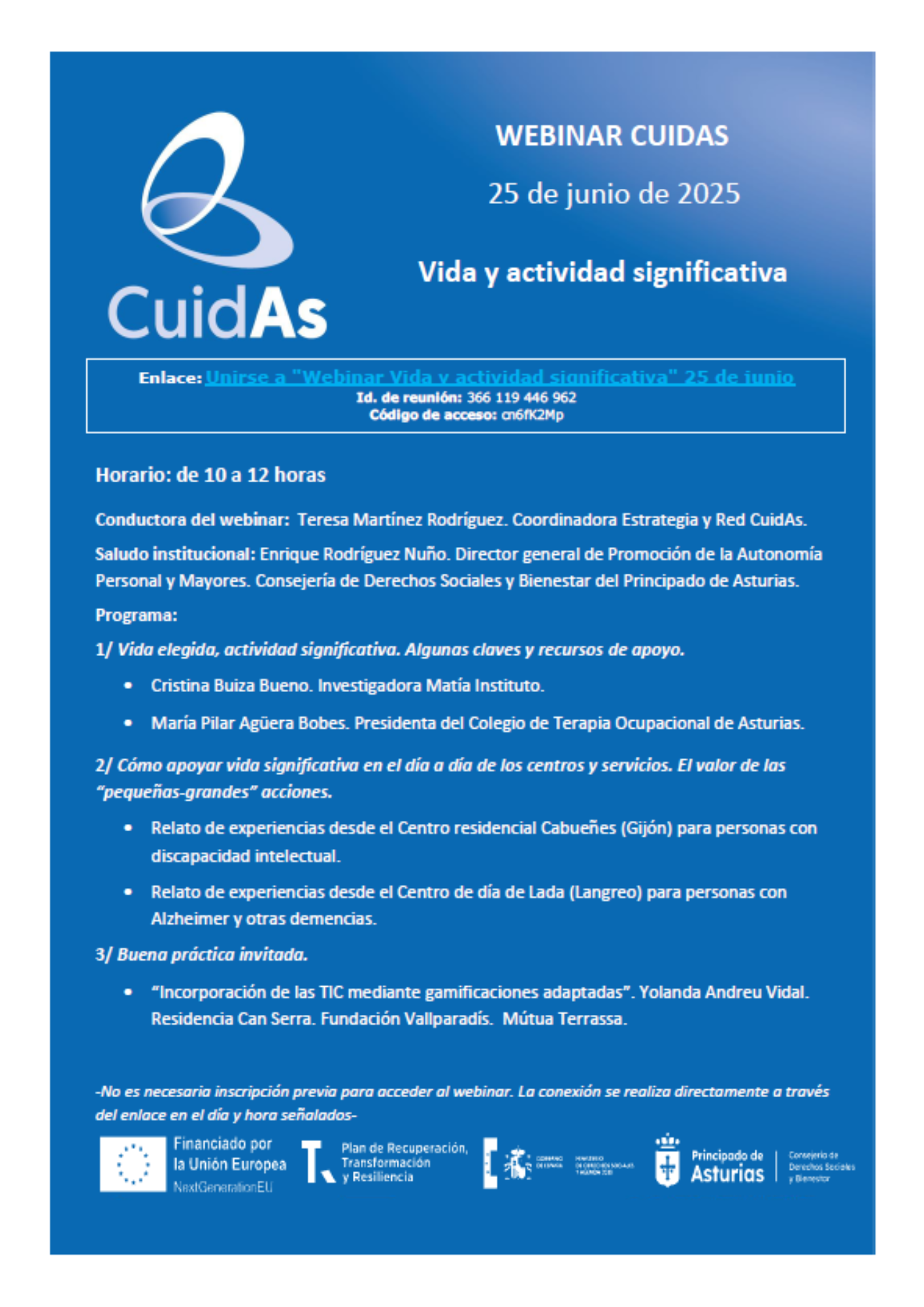 Cartel anunciador de la webinar