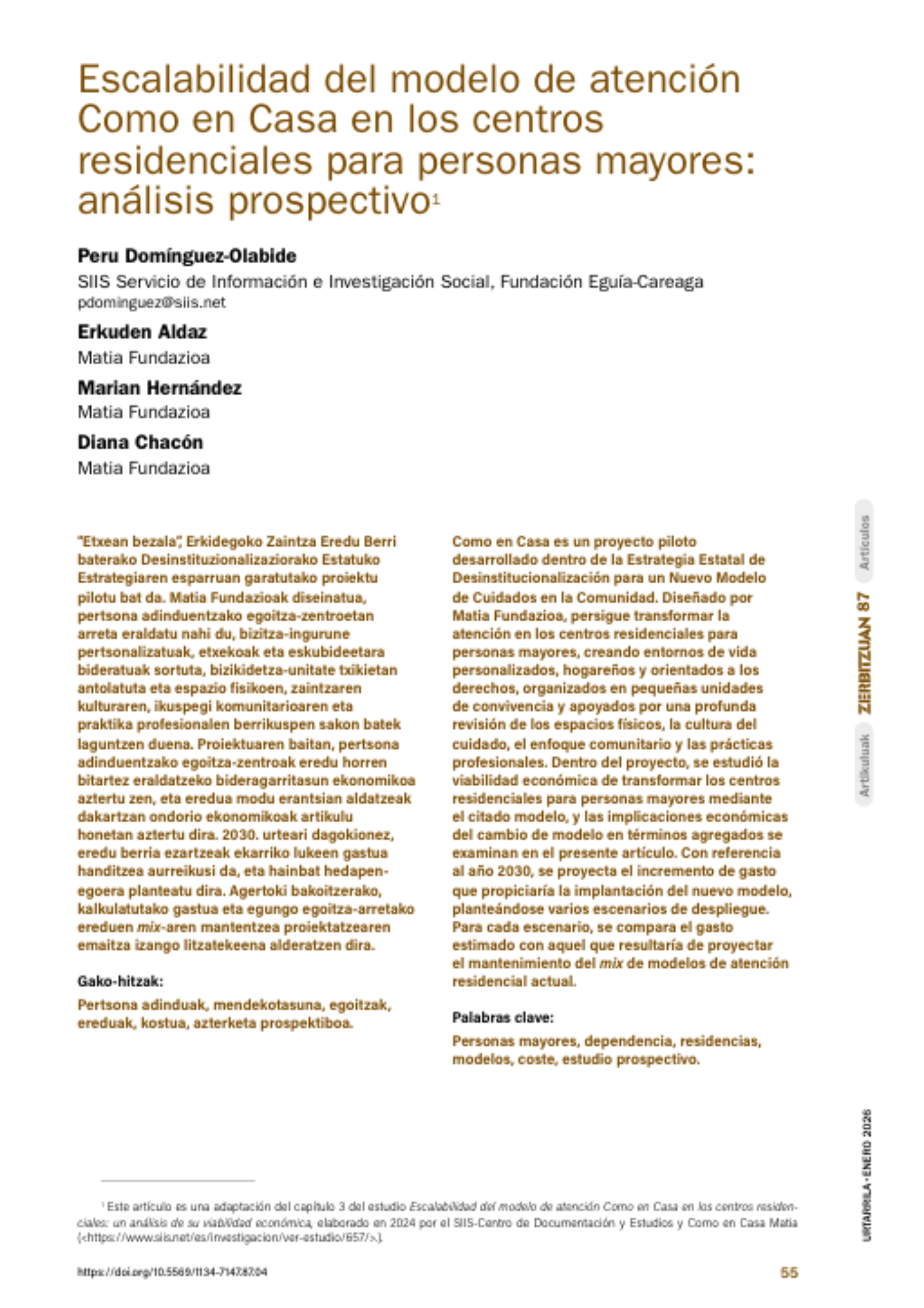 Portada publicación: Escalabilidad del modelo de atención Como en Casa en los centros residenciales para personas mayores