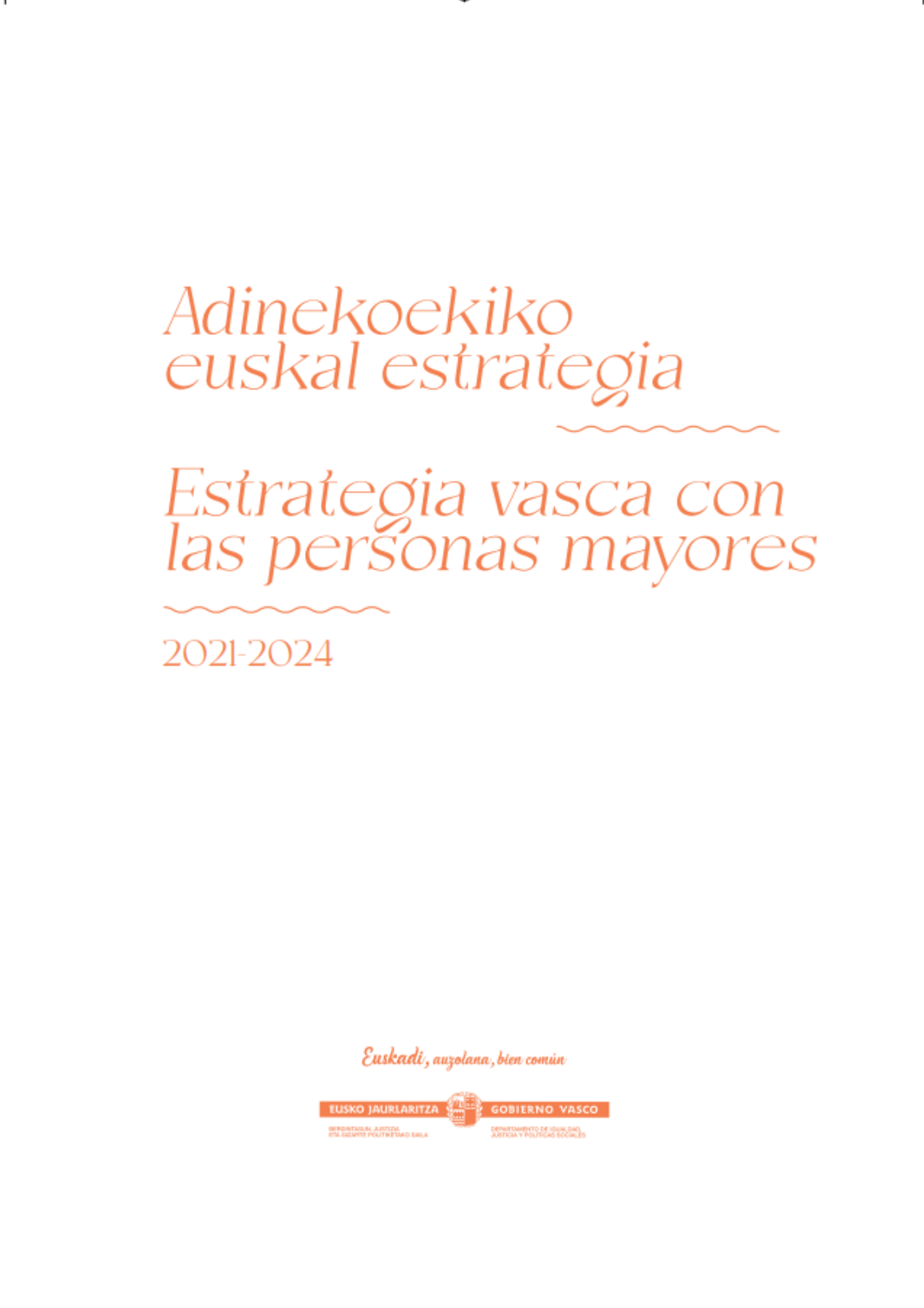 Portada de publicación: "Estrategia vasca con las personas mayores"