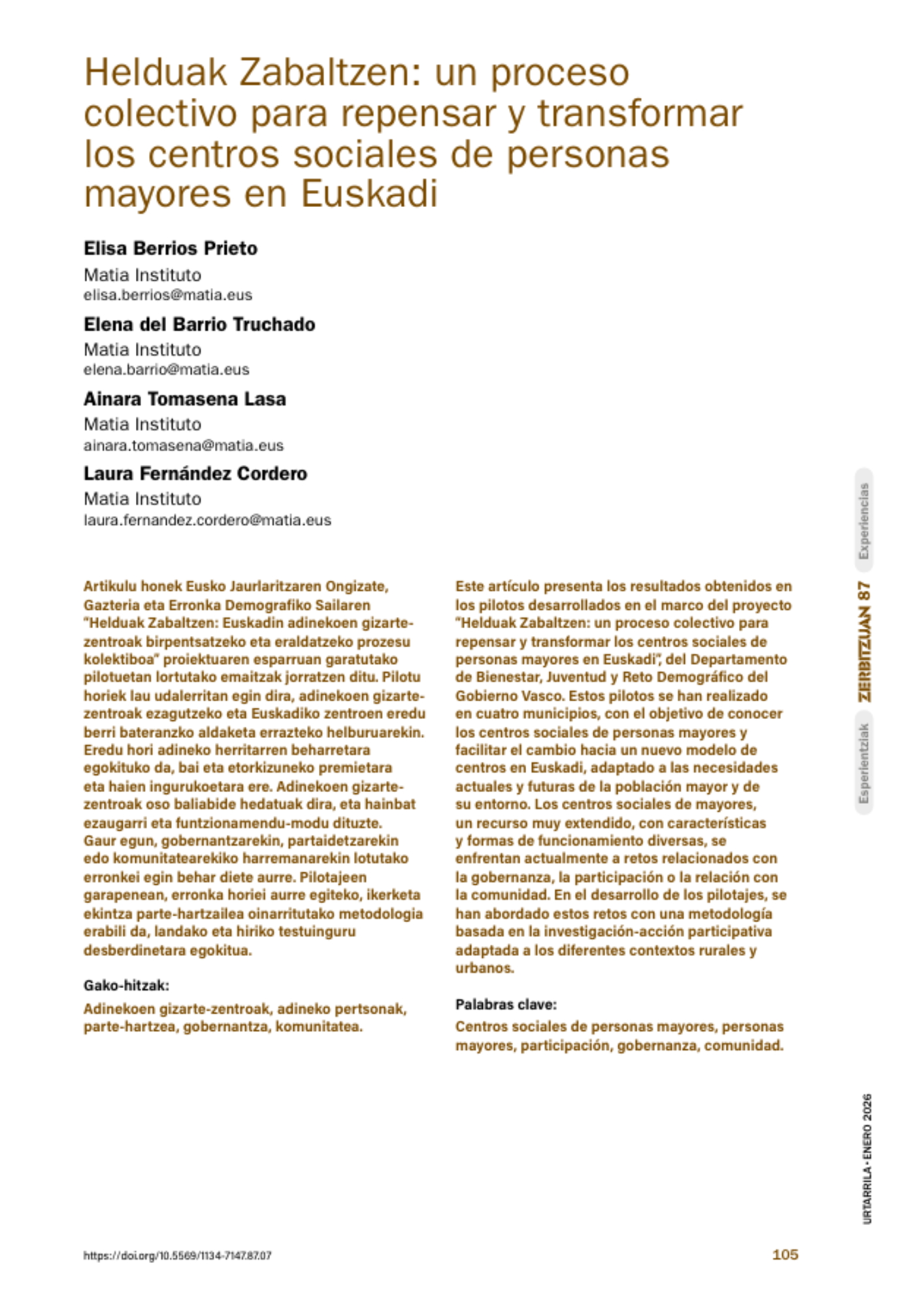 Portada publicación: Helduak Zabaltzen: un proceso  colectivo para repensar y transformar los centros sociales de personas mayores en Euskadi