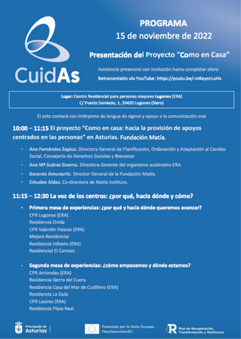 Cartel anunciador: Jornada presentación del proyecto "Como en Casa"