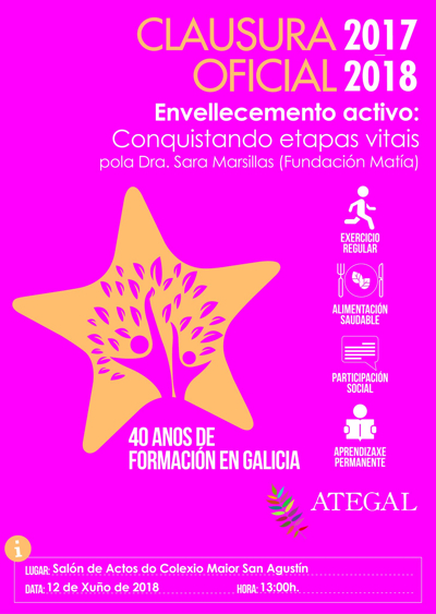 Cartel anunciador de la clausura oficial del curso 2017/2018 Ategal