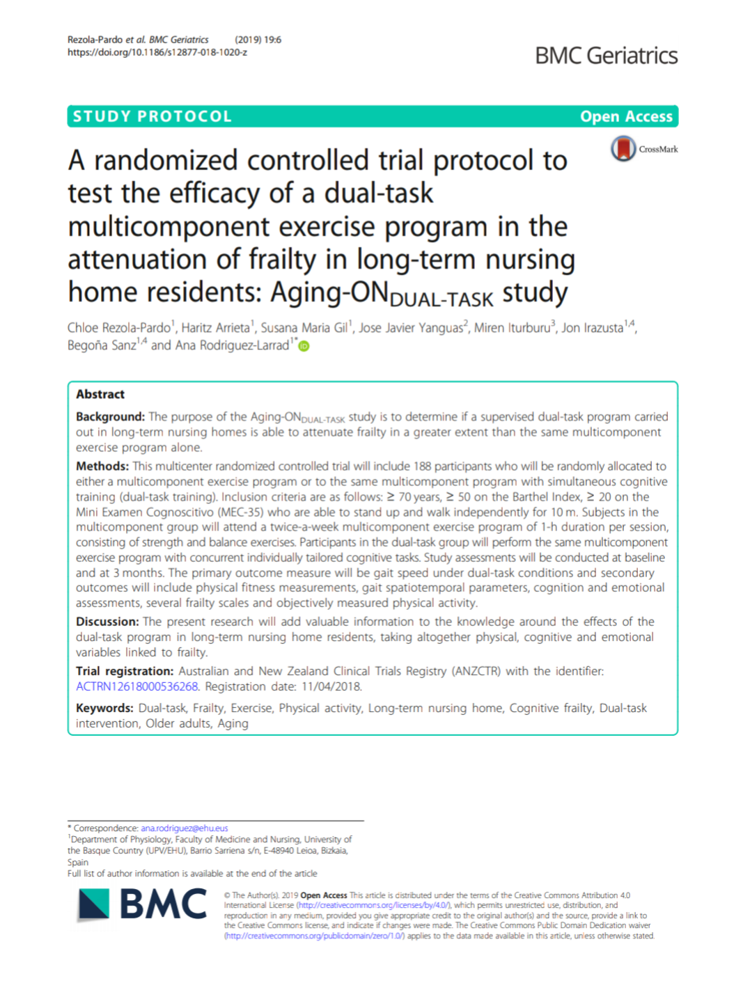 Portada artículo: Aging-ON DUAL-TASK study Portada artículo