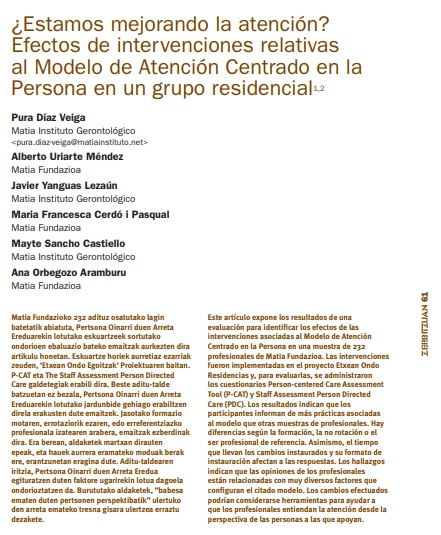 Efectos del Modelo de Atención centrado en la Persona | Instituto Matia