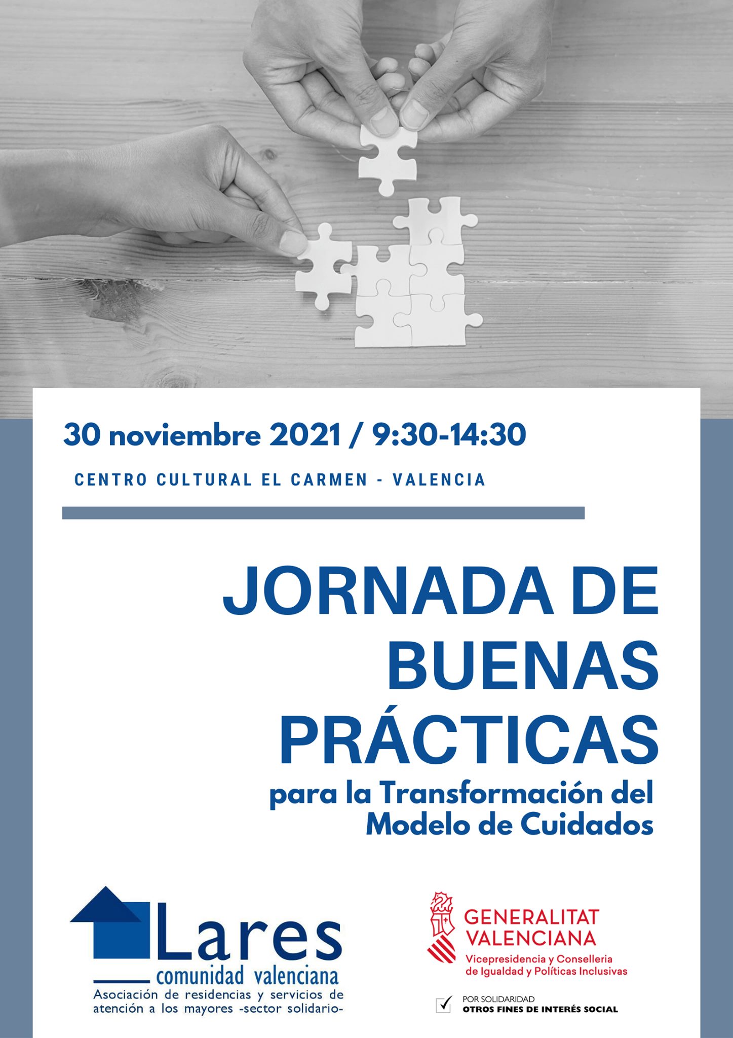 Cartel anunciador: Jornada de Buenas Prácticas para la Transformación del Modelo de Cuidados