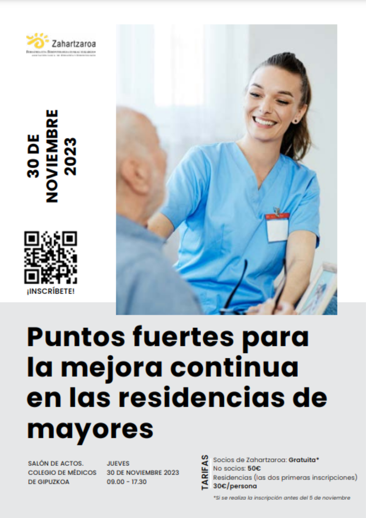 Cartel anunciador jornada: Puntos fuertes para la mejora continua en las residencias de mayores