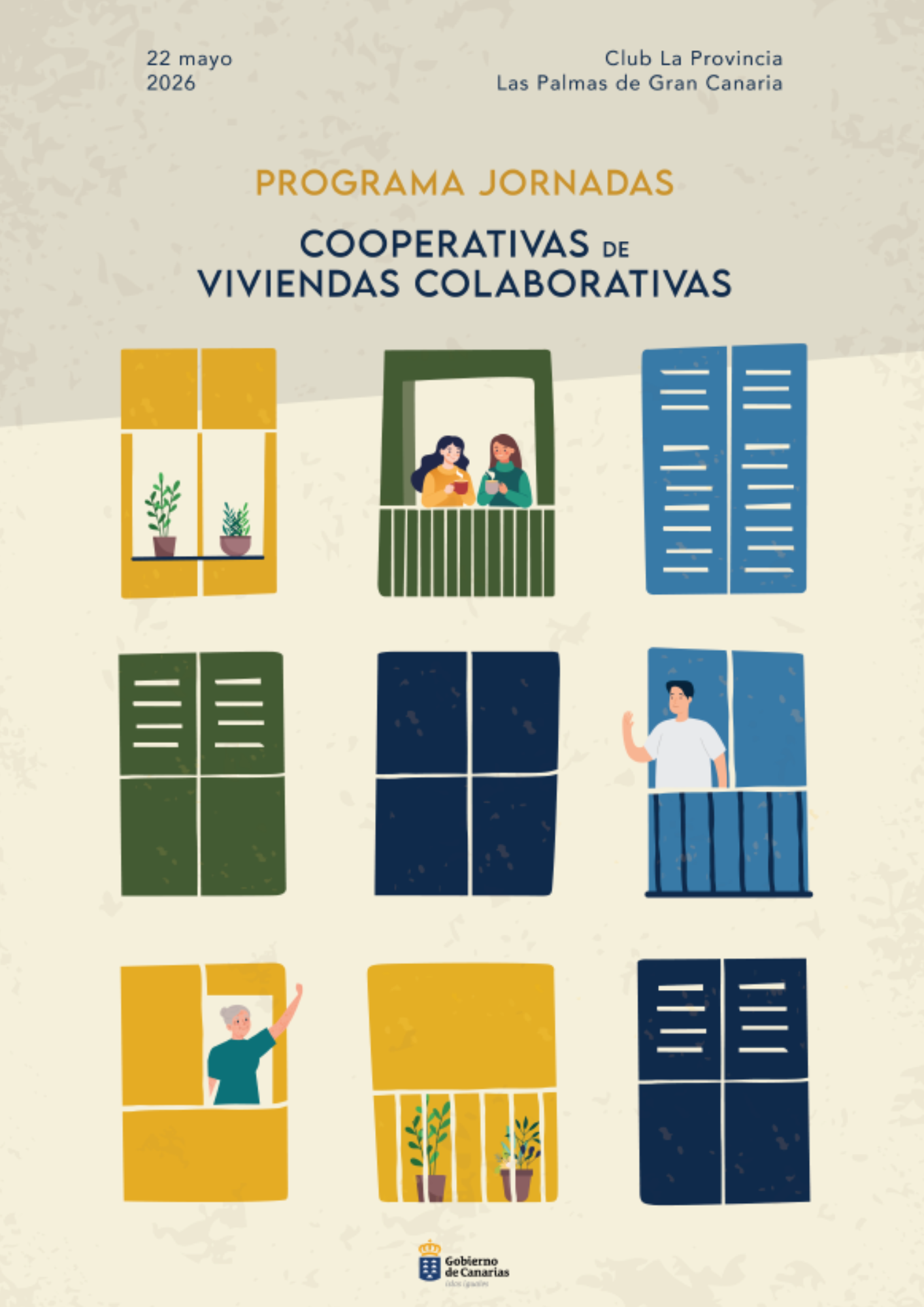 Cartel anunciador jornadas: Cooperativas de viviendas colaborativas