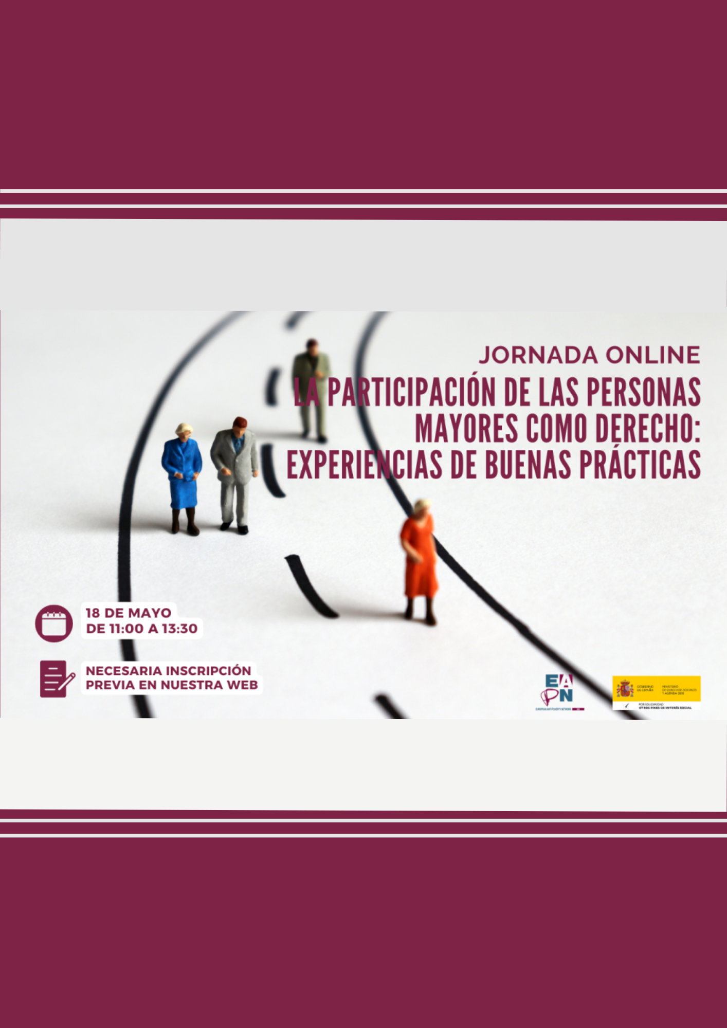 Cartel anunciador de la jornada: La participación de las personas mayores como derecho: experiencias de buenas prácticas 