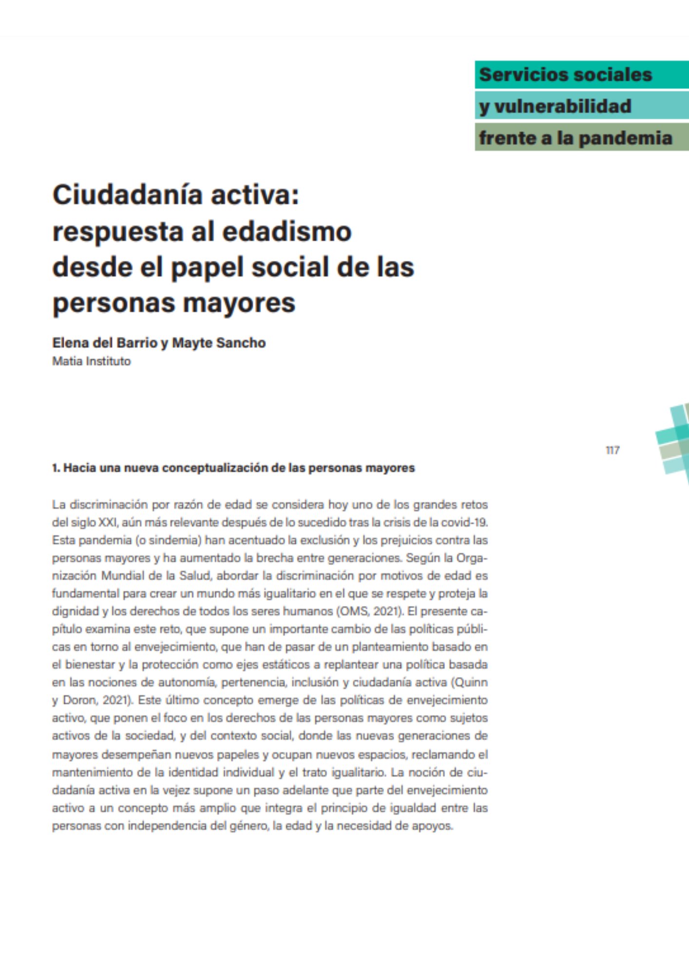 Portada publicación: Ciudadanía activa: respuesta al edadismo desde el papel social de las personas mayores