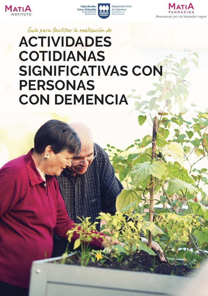 Portada publicación: Guía para la realización de actividades cotidianas significativas con personas con demencia Portada publicación
