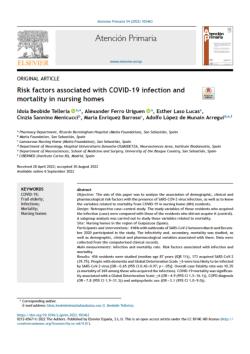 Portada del artículo: Factores de riesgo asociados con la infección y mortalidad por COVID-19 en centros residenciales Portada del artículo: Factores de riesgo asociados con la infección y mortalidad por COVID-19 en centros residenciales