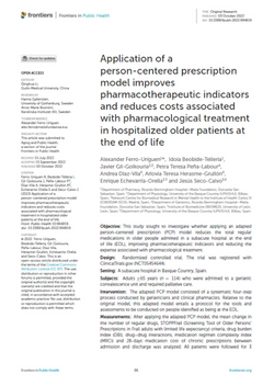 Portada artículo: Application of a person-centered prescription model improves pharmacotherapeutic indicators and reduces costs associated with pharmacological treatment in hospitalized older patients at the end of life