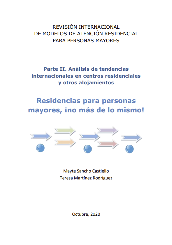 Portada publicación: Revisión internacional de los modelos de atención residencial. Parte II